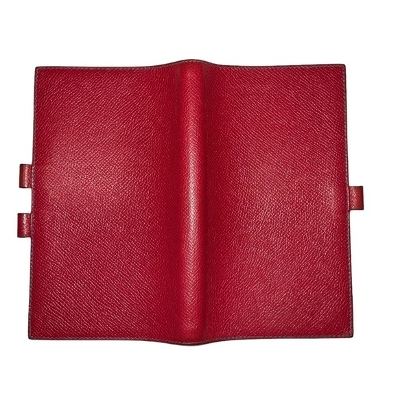 Hermes Red Epsom Leather Agenda Notebook Cover Red Blue - Picture 9 of 11